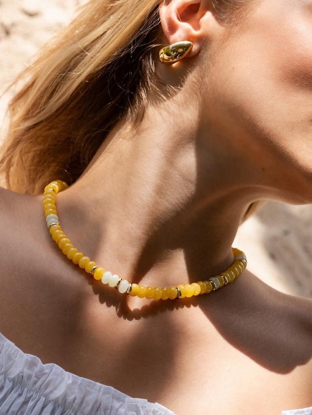 Yellow and Light Green Quartz 24k Gold Plated
